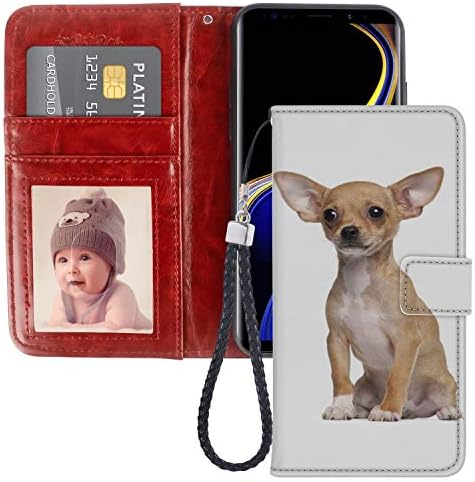Chihuahua Dog Samsung Galaxy Note 9 Case for Kickstand PU Leather Card Slot Magnetic Flip Wristlet Phone Cover Samsung Galaxy Note 9 Wallet Case Chihuahua Dog