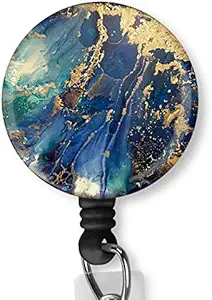 Round Gold and Mixed Media with Alligator Clip Nurse Badge ID Card Name Tag Custom Badge Holder Nurse Decorative Badge Reel Clip on Card Holders Badge Clip