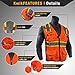 KwikSafety - Charlotte, NC - BIG KAHUNA Safety Vest [11 Pockets] Class 2 ANSI OSHA Reflective High Visibility Heavy Duty Surveyor Construction Lightweight Industrial Work Gear/Orange Large