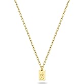 Gold Initial Necklaces for Women 14K Gold Plated Letter Necklace Dainty Personalized Initial Tag Pendant Necklace Trendy Jewelry Z