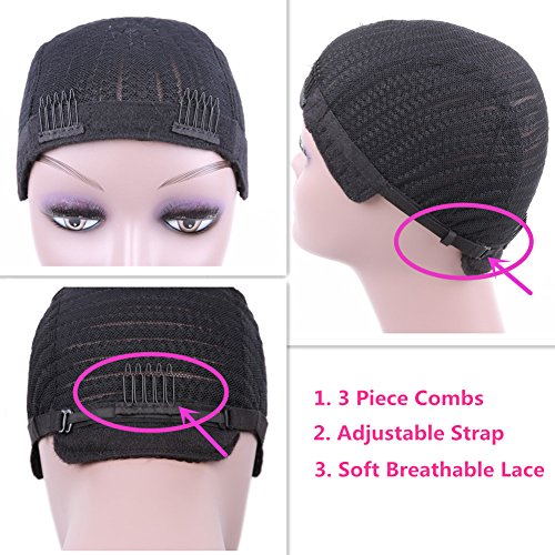 Braided Weave Cap with Adjustable Strap and Combs Crochet Wig Cap in