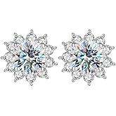 Lotus Fun Moissanite Earrings for Women, 0.5ct D-color Pure VVS1 Sunflower Earrings Moissanite Earrings S925 Sterling Silver, Gifts for Women