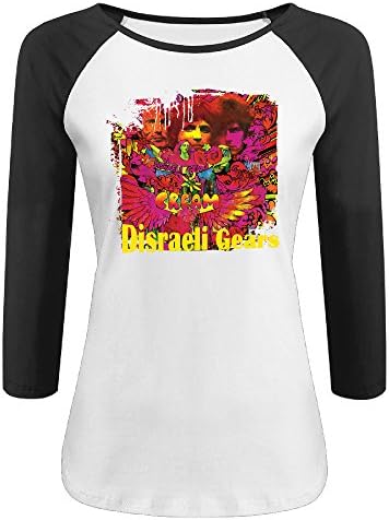 Women Cream Disraeli Gears Casual Round Neck 3/4 Sleeve Raglan Shirt