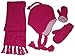 N'Ice Caps Girls Bulky Waffle Stitch 3Pc Set With Sherpa Lining (4-12yrs, Fuchsia)