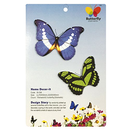 Wrapables Butterfly Memo Bookmark Sticky Notes, Blue/Green