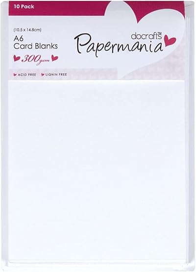 Papermania A6 300 gsm Card Blanks and Envelopes White Pack of 10