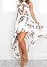 ZESICA Women's Halter Neck Floral Printed High Low Beach Party Maxi Dress, White, Small