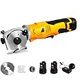 MXBAOHENG Electric Scissors Cordless Cardboard Cutter Power Box Cutter Round Knife Cutting Machine Portable Rotary Cutter for Fabric Leather Carpet (2 Batteries)