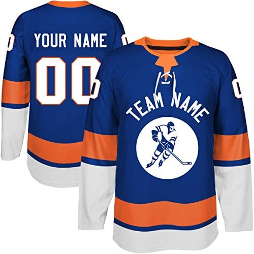 Personalized Custom Men Youth NY Ice Hockey Blue Embroidered Jerseys