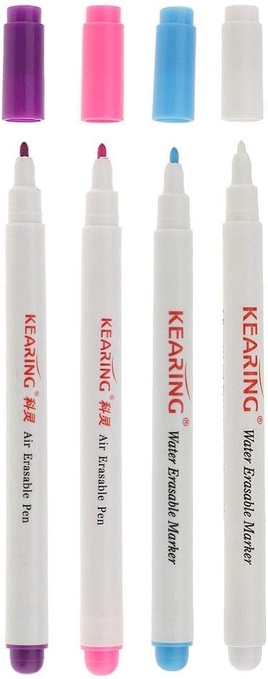 GIVBRO Air Erasable Pen Water Soluble Pens Temporary Marking Disappearing Ink Drafting Pens for Cloth 4 Pieces 1mm