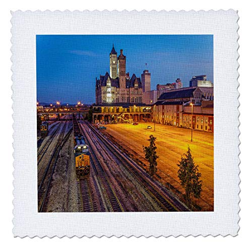 3dRose Garden Flag, Train Station at Sunrise