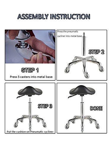 Rolling Lab Stool Chair with Ergonomic Saddle Comfortable Cushion Height Adjustable Mobile Stool Chair(Tool-free Assembly) - Thumbnail 5