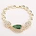 Moochi 18K Gold Plated Green Beads Crystal Chain Necklace Earrings Ring Bracelet Jewelry Set