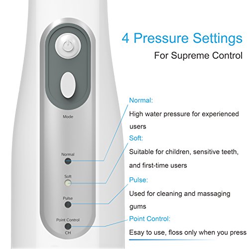 Water Flosser Cordless, THZY 4-Mode Professional Dental Oral Irrigator - Portable and Rechargeable IPX7 Waterproof Water Flossing with 4 Jet Tips for Home and Travel, Braces & Bridges Care - Thumbnail 3
