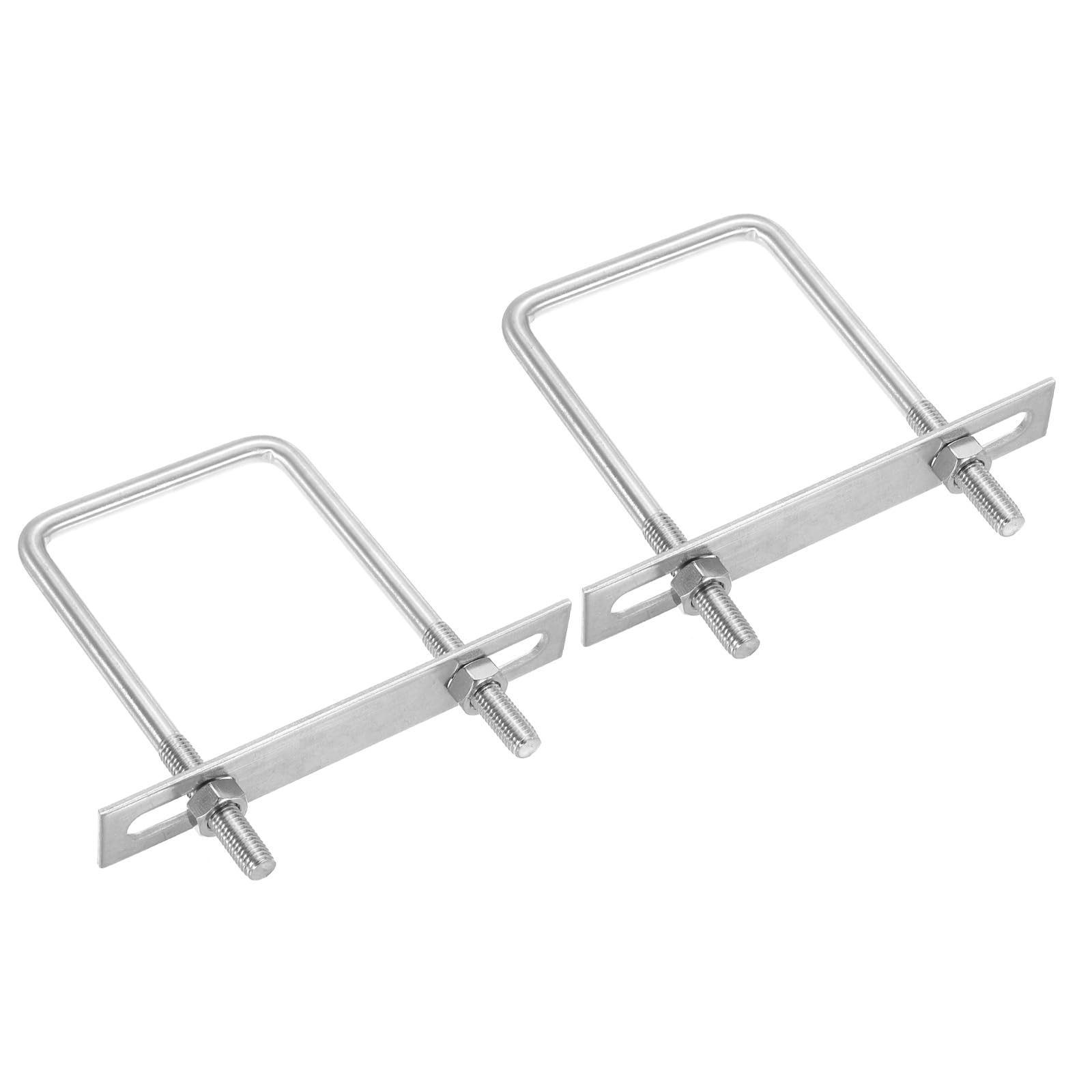 PATIKIL M10x80x150mm Square U-Bolts Kit, 2Set 304 Stainless Steel Square U Shaped Bolts Replacement Parts with Frame Plates and Nuts for Ski Board Sailboat Trailer