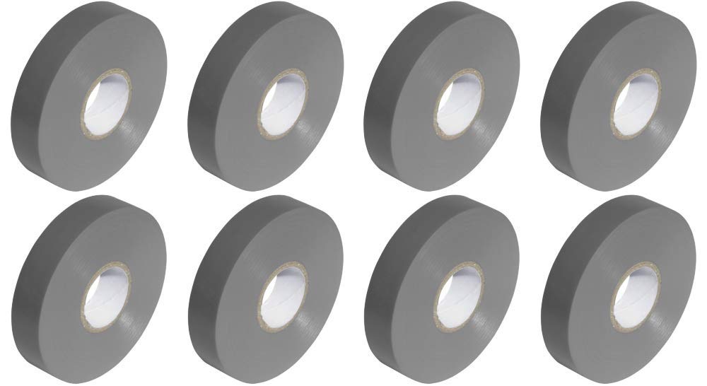 Grey PVC Electrical Insulation Tape Roll - 33m x 19mm x8