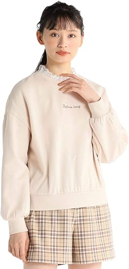 Amazon トレーナー スウェット レディース おしゃれ 裏起毛 暖かい かわいい 秋 冬 Honeys ハニーズ レースみせかけトレーナー トレーナー パーカー 通販