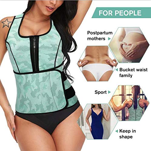 Slimerence Neoprene Sauna Suit Tank Top Vest, Latex Sport Girdle Waist Trainer Corset, for Women 1_Light Green 2XL