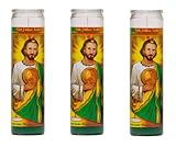 St Jude Candles 3 Pack Set / Saint Jude Candles Novena Candles (Green Wax)