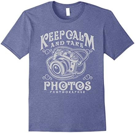 Men's Camera Accessories Keep Calm Photography Shirt  Large Heather Blue