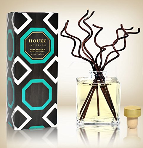HOUZZ Interior Coconut & Vanilla Bean Reed Diffuser Oil and Scent Sticks Gift Set - Coconut, Lily of the Valley, Cedar and Vanilla Home Fragrance - No Sulfates or Parabens - Made in the USA