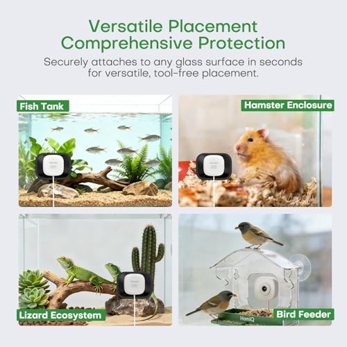 HomiQ 3MP 2K Aquarium & Terrarium Pet Camera.Magnetic Install &Close-Focus Lens for Fish,Lizard, Reptile Pet and Window Bird Feeder,2.4GHz & 5GHz WiFi,Color Night Vision,Auto-focus,24/7 Recording