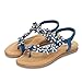 Wollanlily Women Summer Beach Bohemia Flat Sandals Rhinestones Flower Ankle Strap Flip-Flop Shoes(8 B(M) US,Blue)