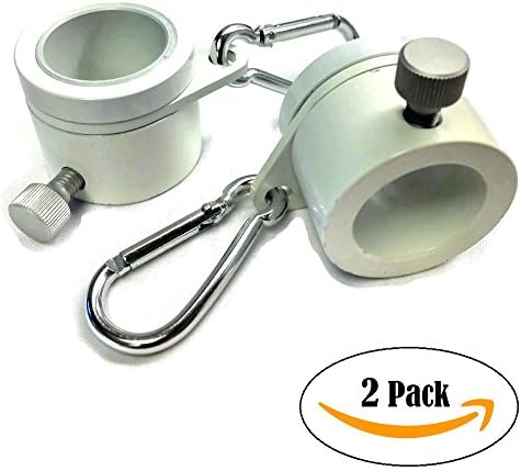 Aluminum Flagpole Rotating Rings - 2 Pack - 1" Mounting Rings - Lightweight Durable Design with Carbiner - Tangle Free Never Furl Spinning Flagpole Ring - White