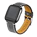 bayite Bands Compatible Fitbit Versa, Classic Genuine Leather Wristband Replacement Accessories Fitness Strap Women Men