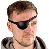 Leather Eye Patch, Concave 3D Design for Adults, Adjustable Strap | Classic Style, Fits Left Or Right Eye, No Eyelash Contact, Natural Blinking, Suitable for Men And Women for Daily Wear