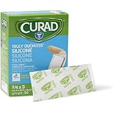 Curad Truly Ouchless Silicone Adhesive Bandages, Fabric Bandages, For Delicate Sensitive Skin, 3/4X3 (50 Count)