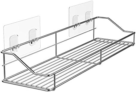 WorldSeng Bathroom Shelf Organizer Storage Kitchen Rack Drawing Room,Bathroom organizer,Wall basket,Adhesive wall shelf,No Drilling Shelf, Waterproof and Rustproof Material with SUS304 Stainless Steel