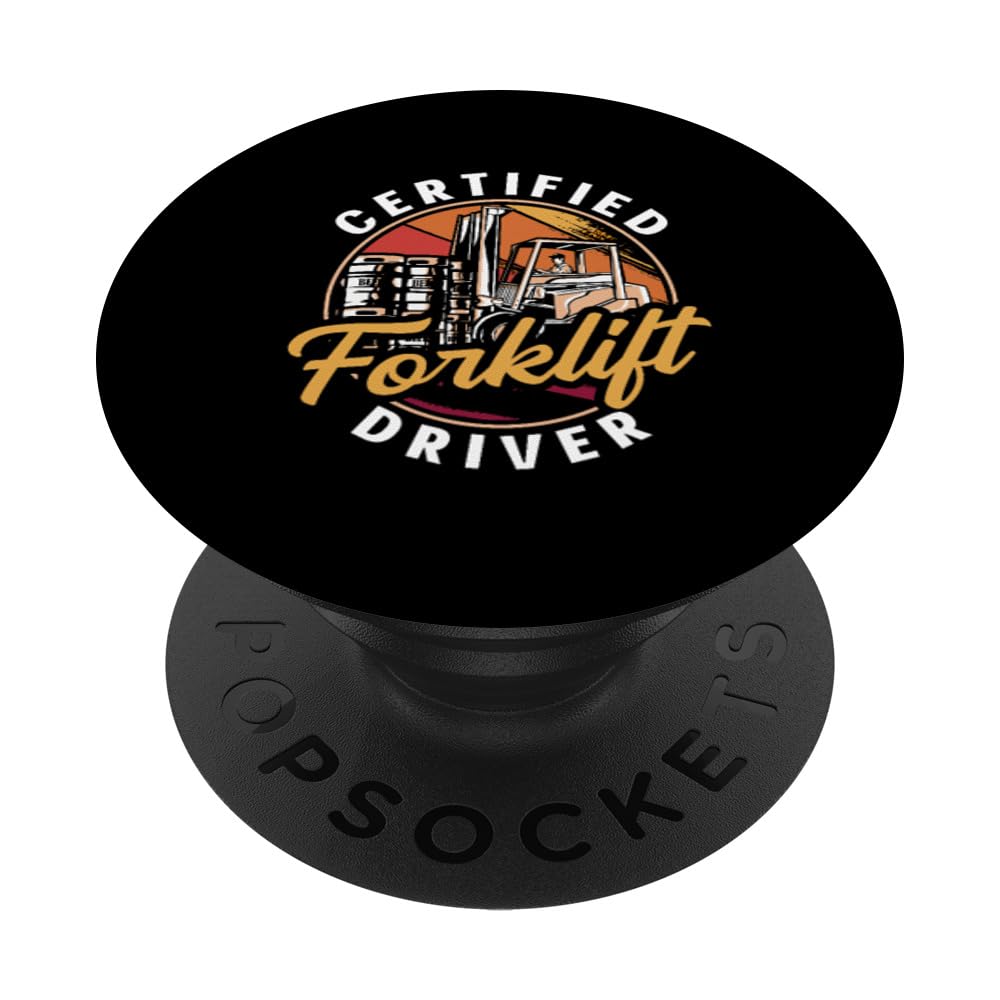 Certified Forklift Driver Warehouse Retro Forklift Operator PopSockets Adhesive PopGrip