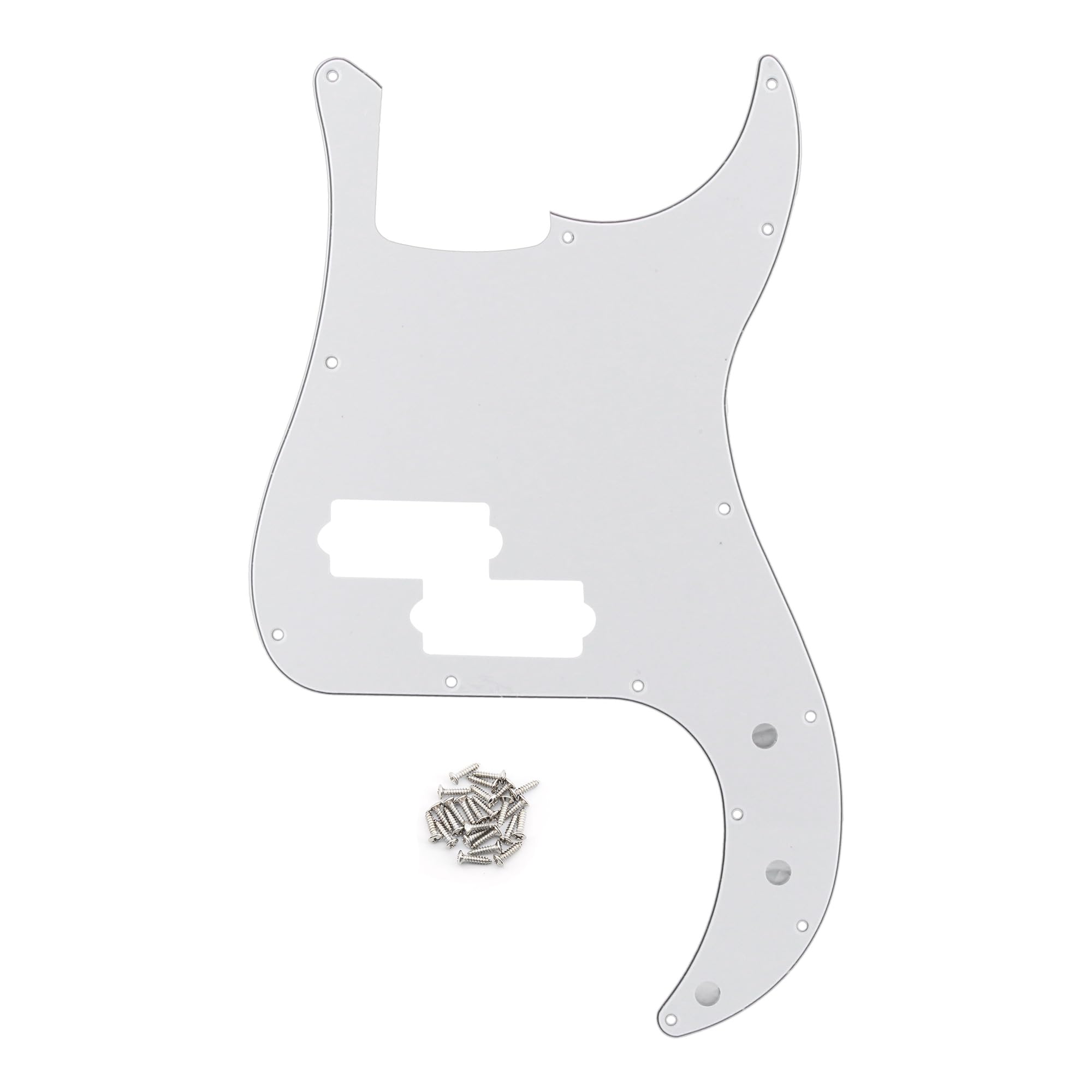 FLEOR 13-Hole Modern Style Standard Precision Bass Pickguard without Truss Rod Notch for 4 String PB Bass Model, White