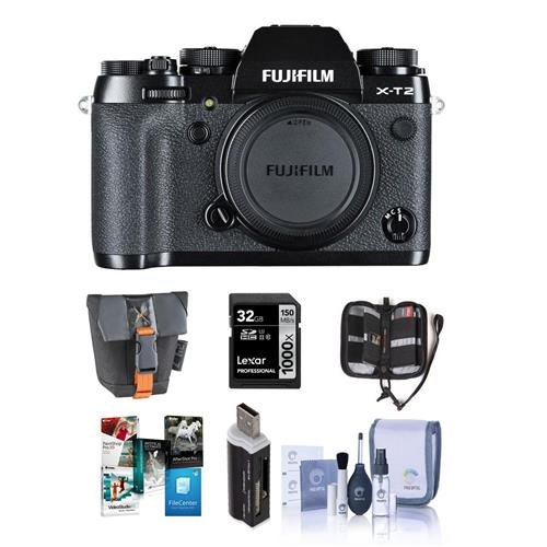 Fujifilm-X-T2-Mirrorless-Digital-Camera-Body-Black-Bundle-With-Camera-Case-32GB-SDHC-U3-Card-Cleaning-Kit-Memory-Wallet-Card-Reader-Software-Package