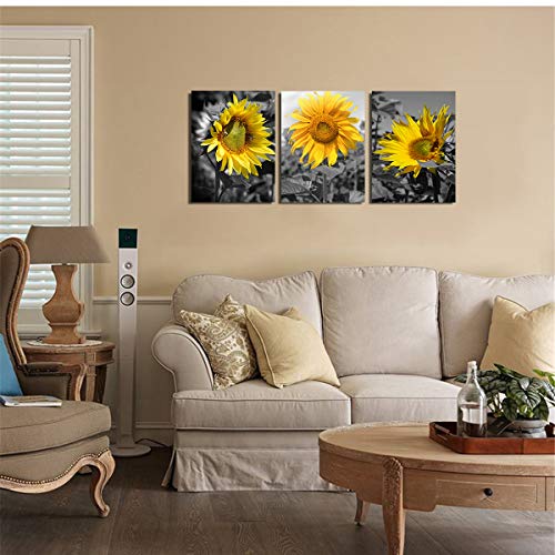 Sunflower Pictures Wall Decor Yellow Flower Picture Bee Wall Art Home