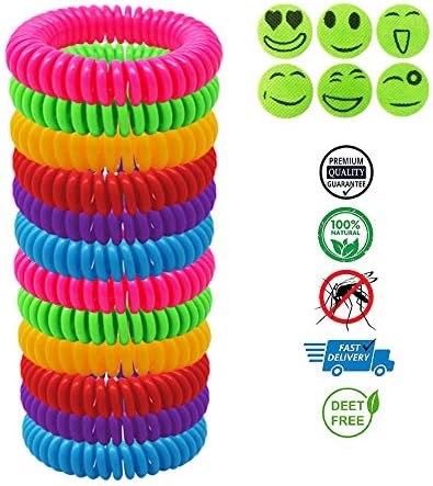 Auroland Mosquito Repellent Bracelet 12 Pack, 100% Natural Non-Toxic Deet Free Bug & Insect Repellent Bands with Free 6 Patches, Maximum Protection Pest Control for Kids & Adults Outdoor