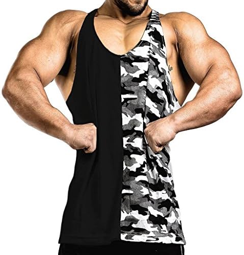 Mens Stringer Bodybuilding Fitness Muscle Workout Gym Tank Top Singlet(L,Black)