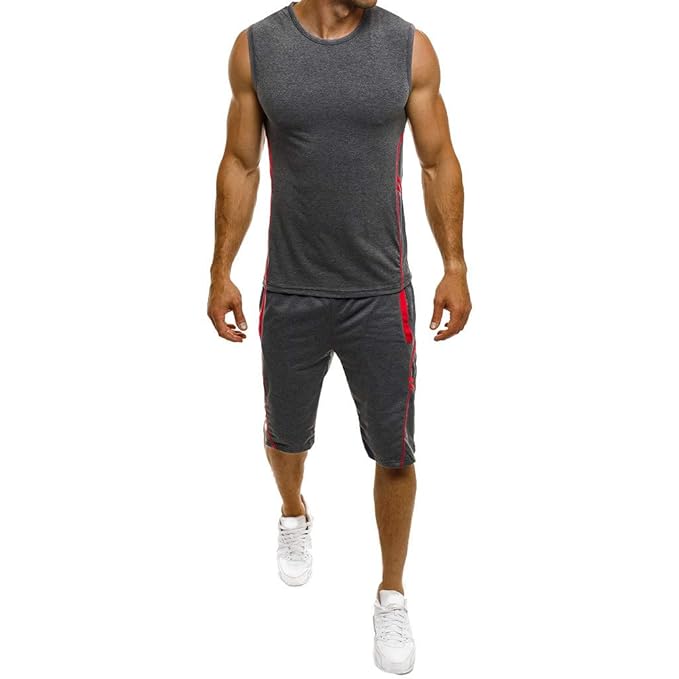 Männer beiläufige dünne ärmellose Tank Top T-Shirt Shorts Hosenanzug Top Bluse