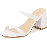 Yamvim Mule Heels for Women | Round Open Toe, Two Strap Heeled Sandals, 3-Inch Stable Chunky Block Heels, Summer Dress Daily shoes
