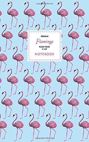 Flamingo Notebook - Ruled Pages - 5x8 - Premium (Light Blue)