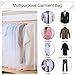 JEFEE Clear Suit Cover Sets for Storage or Travel 47 inch, Hanging Garment Bag and Waterproof with Full Zipper for Suit, Coat, Shirt, Dress, Set of 5