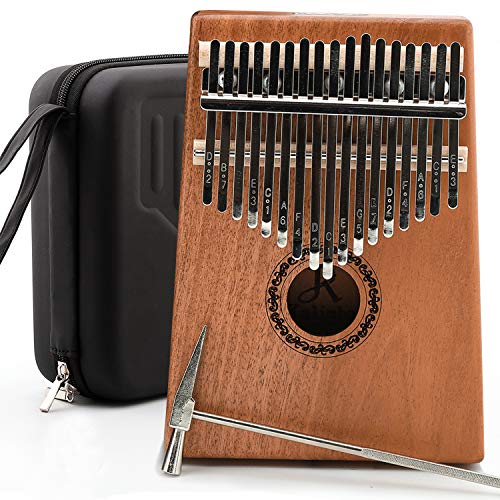 JDR kalimba 17 Keys Thumb Piano with EVA Waterproof Hard Protective Case, Tuning Hammer and Music book, Unique and great birthday gift for musicians or kids without any musical basis