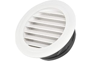 FOCCTS Air Vents Louver 8 Inch, ABS Round Vent Louver Grille Cover White Soffit Vent with Built-in Fly Screen Mesh for Kitchen, Bathroom, Office