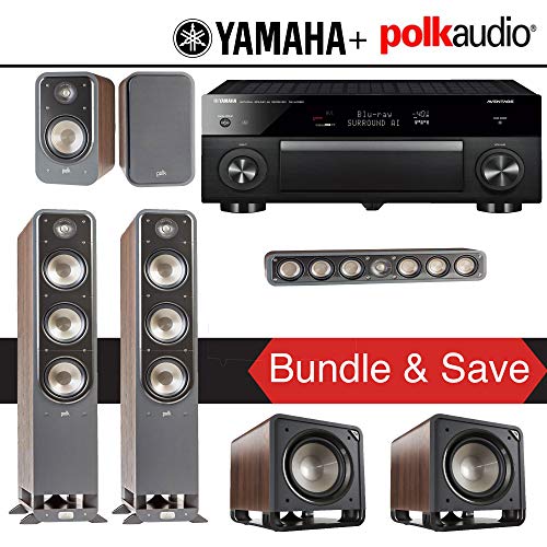 Polk Audio Signature S60 5.2-Ch Home Theater Speaker System (Brown Walnut) Yamaha AVENTAGE RX-A1080 7.2-Channel 4K Network A/V Receiver