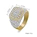 LuReen 14k Gold/Silver Twotone Square Iced Out CZ Hip Hop Ring for Men