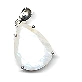 Natural Rainbow Moonstone 925 Solid Sterling Silver Pendant 24mm