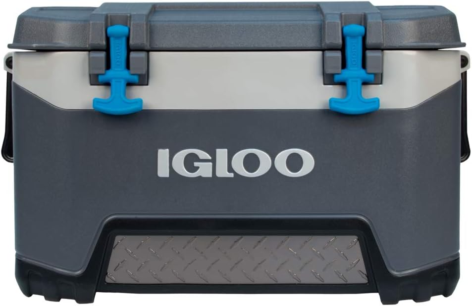 Igloo BMX 52 Quart Cooler with Cool Riser Technology, Fish Ruler, and Tie-Down Points - 16.34 Pounds - Carbonite Gray and Blue: Sports & Outdoors