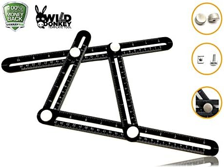 Aluminum Multi Angle Ruler - Wild Donkey Premium Angleizer Template Tool - Perfect for Tiling, Flooring, Brick laying, Deck building