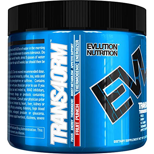 Evlution Nutrition Trans4orm Thermogenic Energizing Fat Burner Supplement, Increase Weight Loss, Energy and Intense Focus (30 Serving Fruit Punch Powder)